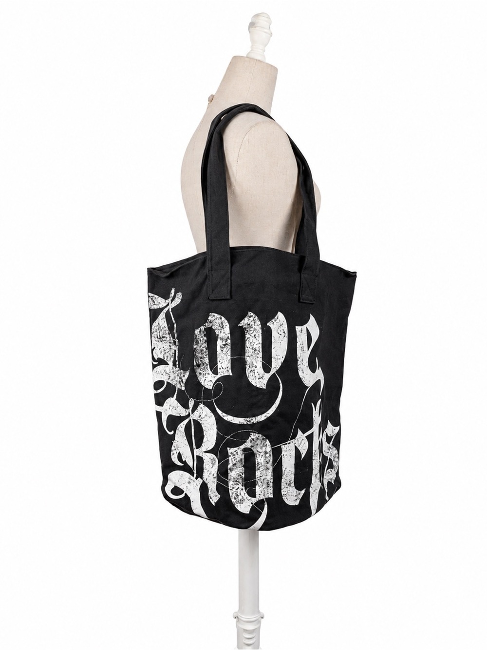 Victoria’s Secret Love Rocks Tote Bag OS Black White Graphic Oversized Y2K Chic